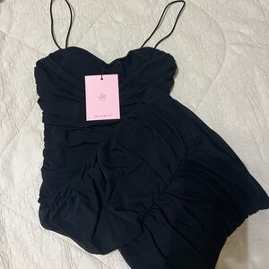 Hello Molly black ruched dress- small